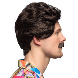 Hnedá pánska parochňa Vance s fúzmi